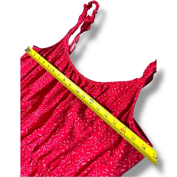 Banana Republic Casual Sleeveless Tiered Flowy Red Mini Dress with Ruffle Straps - Picture 11 of 16